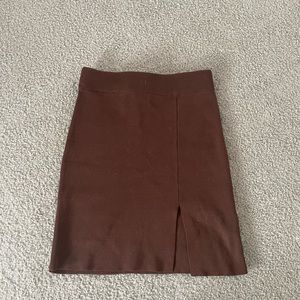 Princess Polly Chocolate Mini Ribbed Skirt